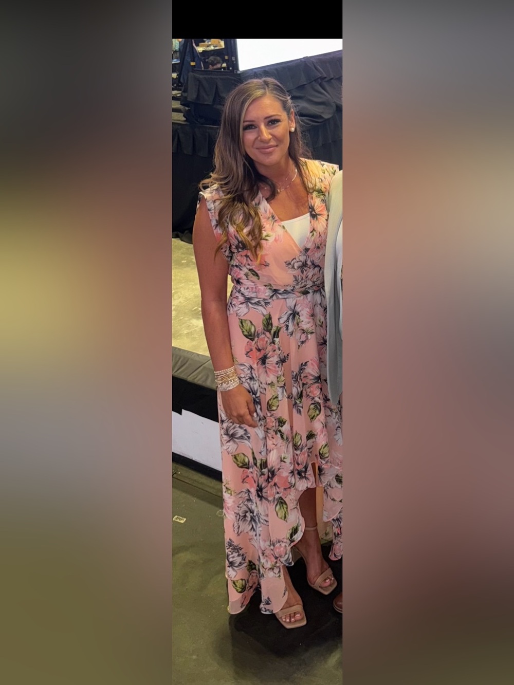 Eliza J Floral Pink V-Neck Maxi Dress